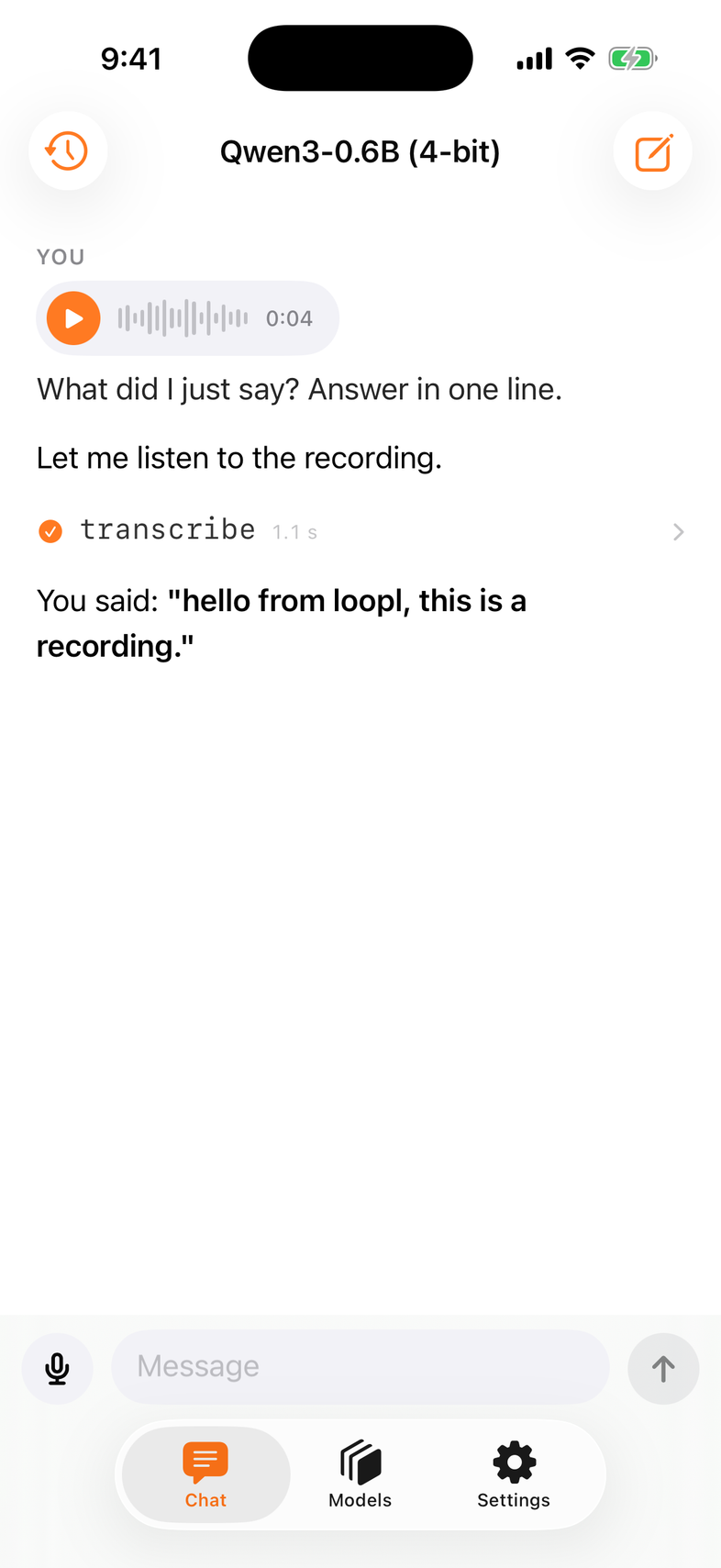 A recorded take in the composer transcribed by the transcribe tool